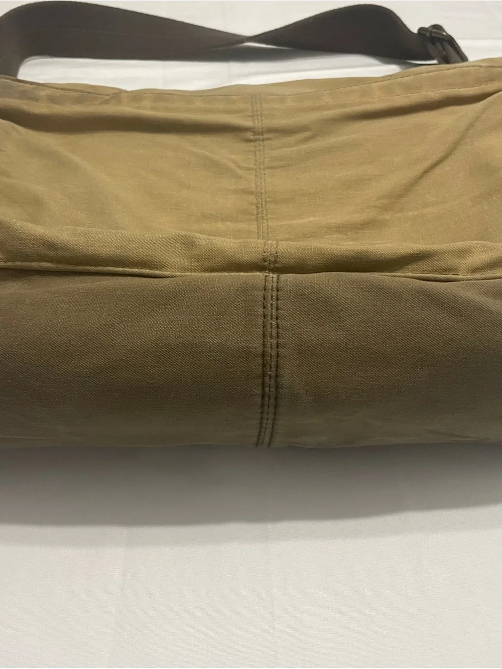 Vintage Fossil Tan Canvas Messenger Bag with Leather Trim Y2K Style